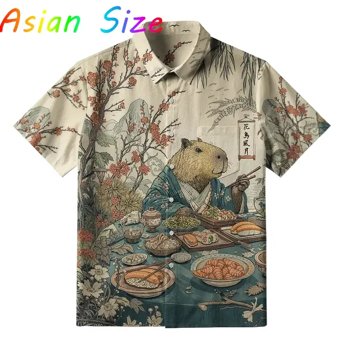 2025 nouvelles chemise hawaïenne Anime Capybara pour hommes drôle Capybaras impression 3D revers sim