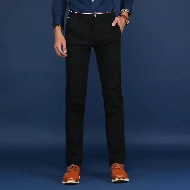 Pantalon décontracté en coton pour hommes, style classique, mince, mode, affaires, solide, document,