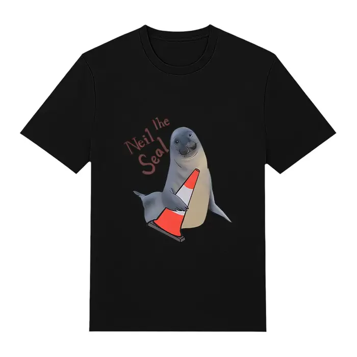 Neil The Seal T-shirt surdimensionné en pur coton, imprimé de dessins animés, vêtements tendance, ét