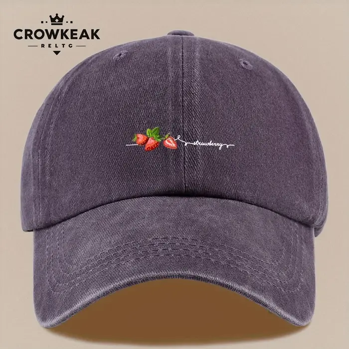 Casquette de baseball à imprimé fraises, 1 pièce, adaptée aux hommes et aux femmes, avec un design v