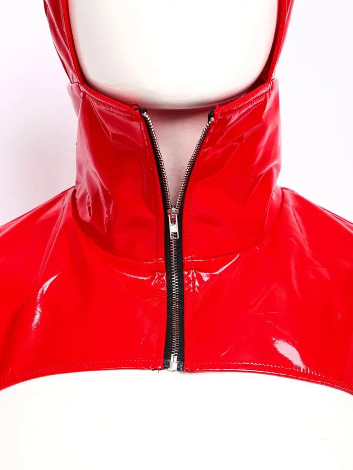 Débardeur court à capuche en similicuir PU pour homme