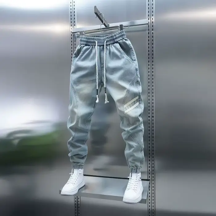 Jean Jogger Homme Style Coréen Streetwear à Manches Élastiques