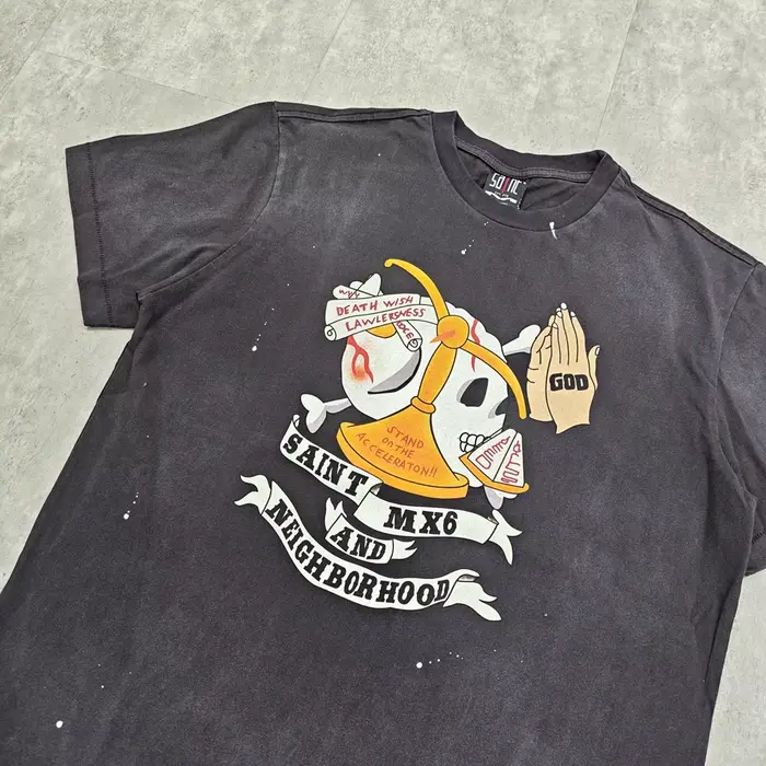 Yao mode Saint de Michael 25SS Vintage marque de luxe haute rue Y2k graphiques hommes hauts t-shirt surdimensionné