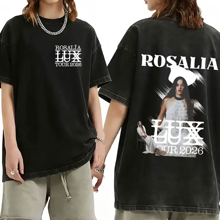 Rosalia Lux Tour Album 2025 Vintage lavé t-shirts hommes femmes décontracté surdimensionné coton T-shirt mode Pop