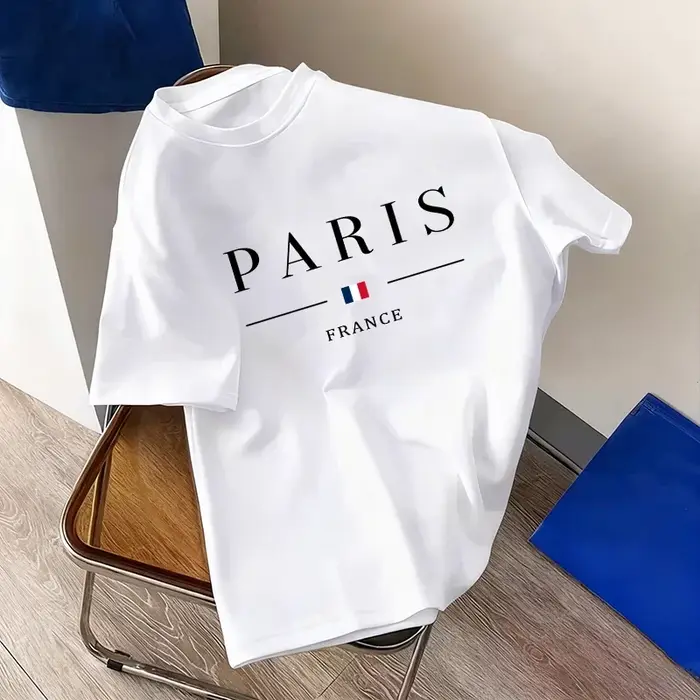 Paris mode hommes t-shirt 100% coton col rond manches courtes