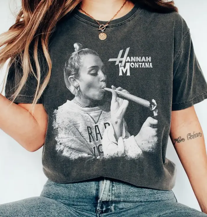 T-shirt drôle Hannah Montana, style rétro Miley années 90, streetwear, t-shirt vintage de haute qual