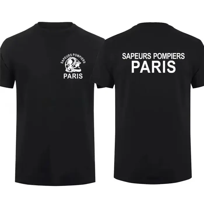 T-shirt en coton pour hommes, pompiers de Paris, Streetwear, graphique, décontracté, Style Hip Hop