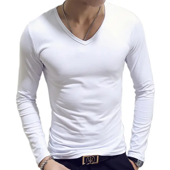 T-shirt à Manches sulfet Col Rond pour Homme, Vêtement Basique, Slim, Décontracté, Couleur Unie, Pri