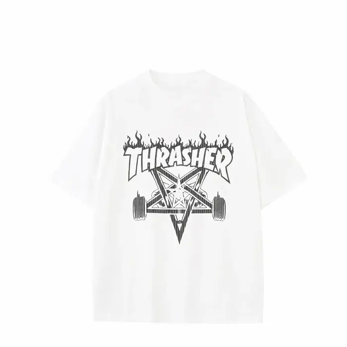 T-shirt à manches courtes pour hommes Thrasher Flame, coupe décontractée, vêtements de sport d'été, 