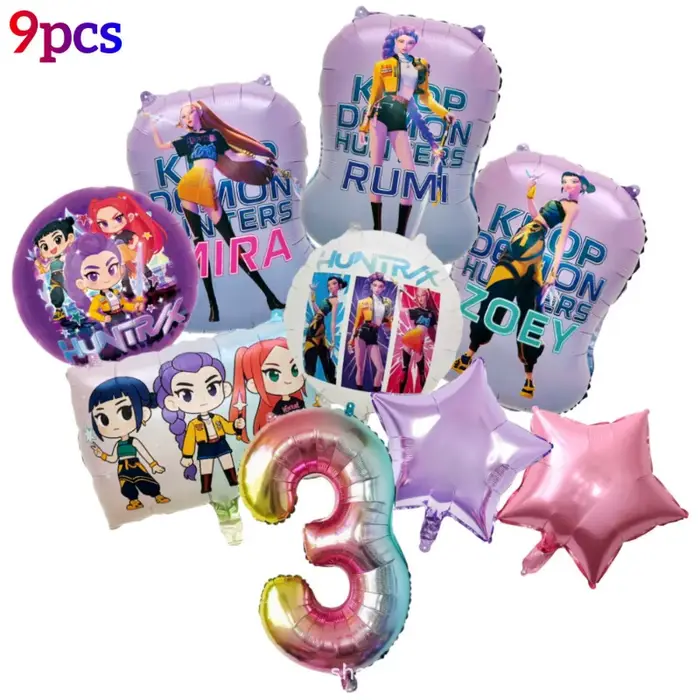 Ensemble de ballons en aluminium Kpop Demon Hunters numéros 1-9