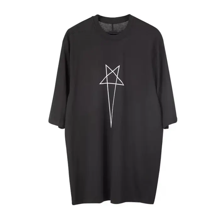 T-shirt noir imprimé pentagramme RO pour hommes et femmes, T-shirt surdimensionné de meilleure quali