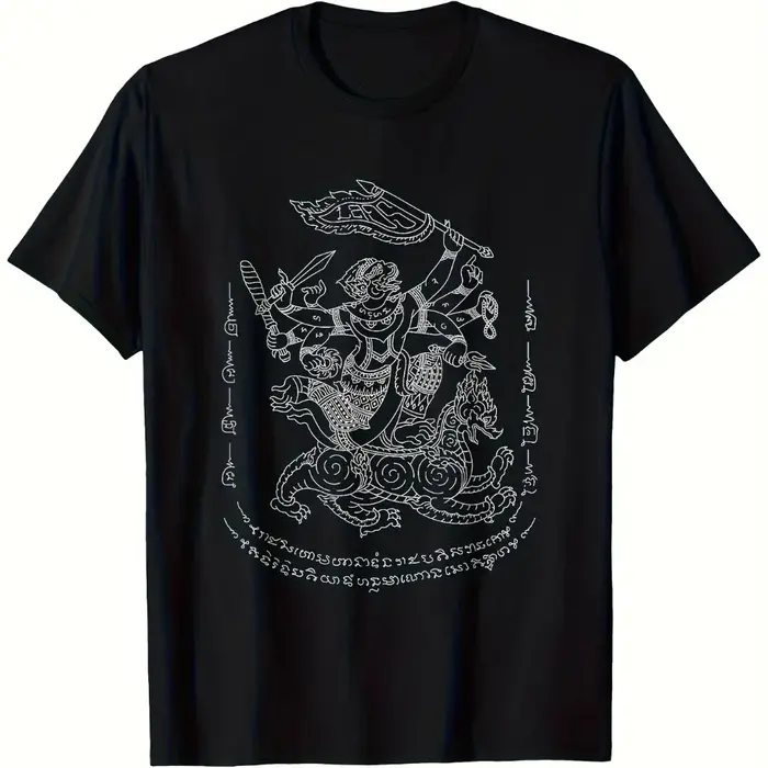T-shirt pour homme avec tatouage thaïlandais khmer Sak Yant, authentique art corporel traditionnel d