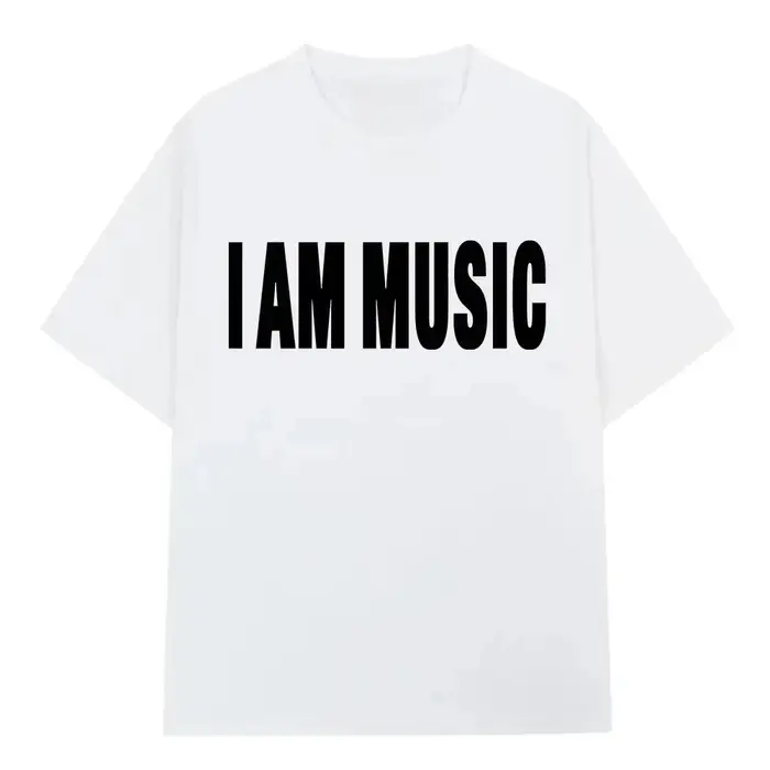 T-shirt imprimé _I AM MUSIC_ de style identique à celui du chanteur hip-hop Playboi Carti, streetwea
