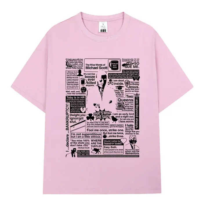 Les mots sages de Michael Scott hommage le bureau T-shirt série TV Dwight Schrute Jim Halpert T-Shirts surdimensionnés à manches courtes