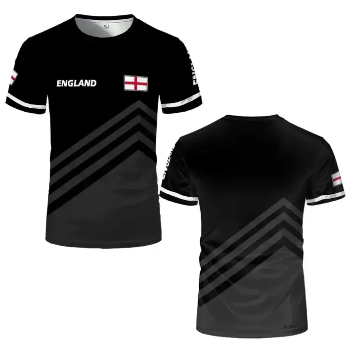 T-shirt de sport graphique Angleterre pour hommes et femmes, imprimé 3D, manches courtes, décontract