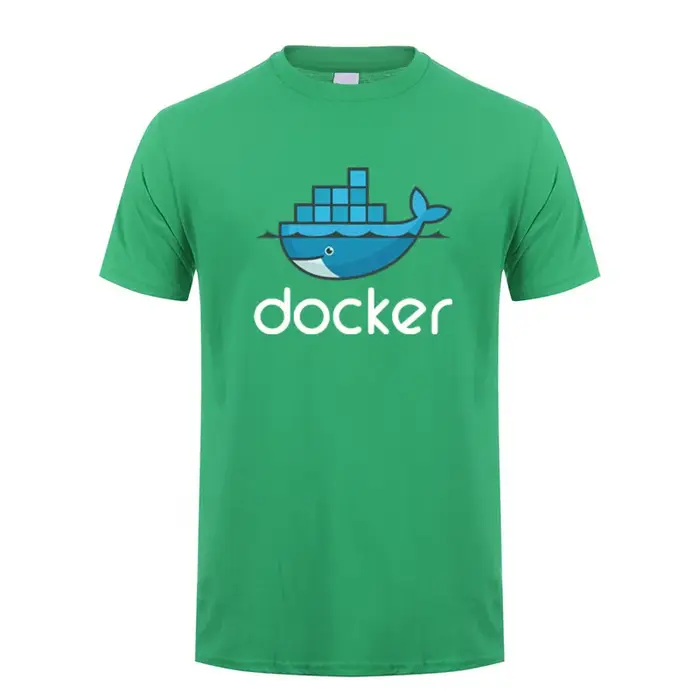 Docker-T-shirt manches courtes pour homme, estival et cool, en coton, avec programmeur informatique,
