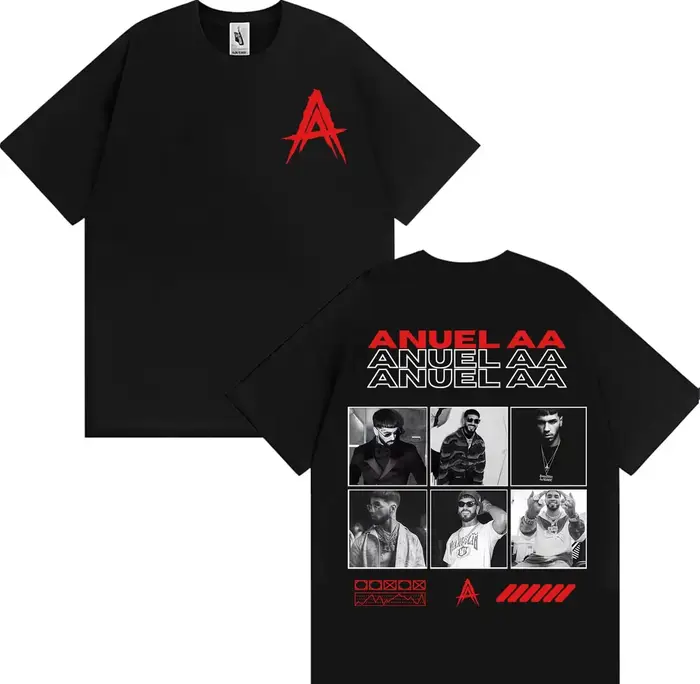 T-shirts graphiques Anuel AA Real Hasta La Muerte, vêtements pour hommes, mode hip hop punk, t-shirt