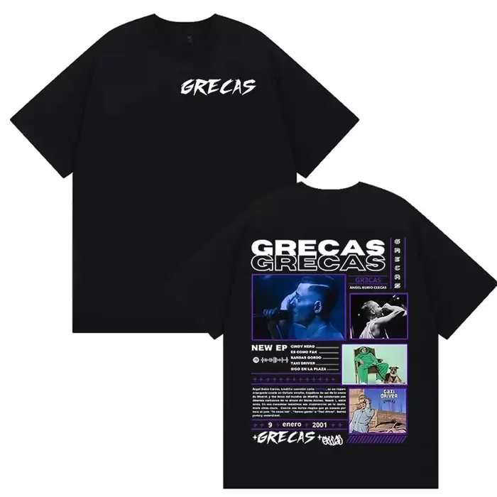 Rappeur Grecas Tour 2025 Album Merch T-shirts Hommes Vêtements Mode Surdimensionné T-shirt Décontracté Offre Spéciale