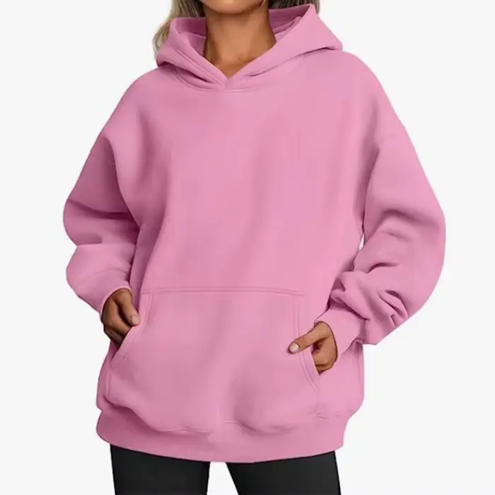 Hip Hop couleur unie à capuche pour femme automne mode vêtements décontracté polaire poche sweats à 