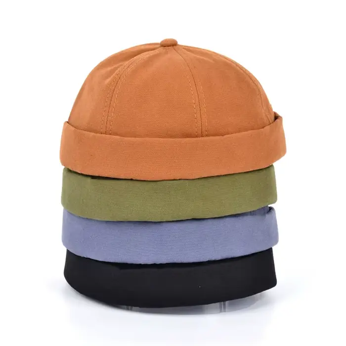 Bocca Vintage Docker casquette sans bords chapeau Skullcap rétro coton réglable couleur unie été automne printemps Hip Hop mode