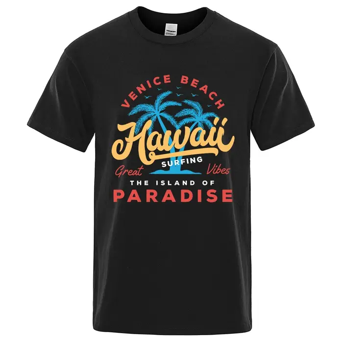 Hawaii surf Venise plage l'île du paradis imprimer hommes T-Shirt mode vêtements coton été hauts hom