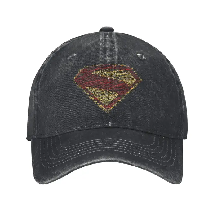 Casquettes de baseball Superman en denim vieilli vintage