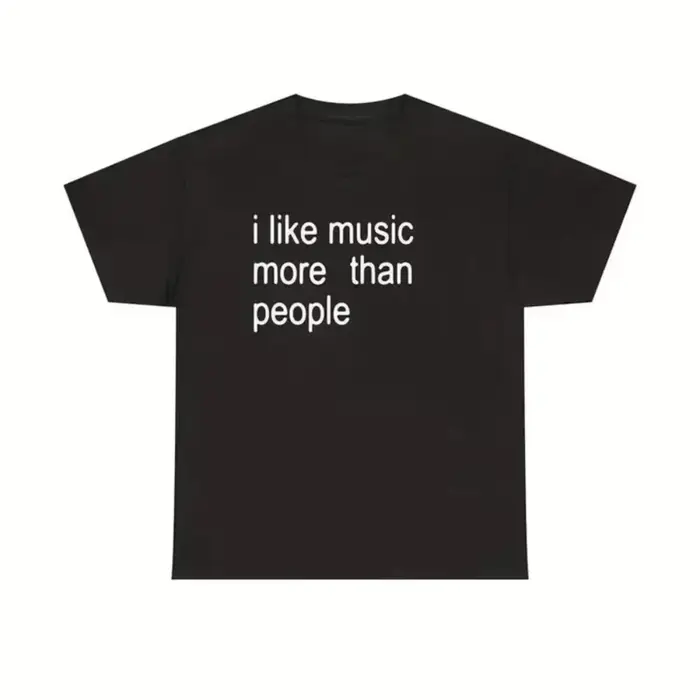 T-shirt humoristique en coton pour hommes, avec image « J'aime la musique plus que les gens », unise