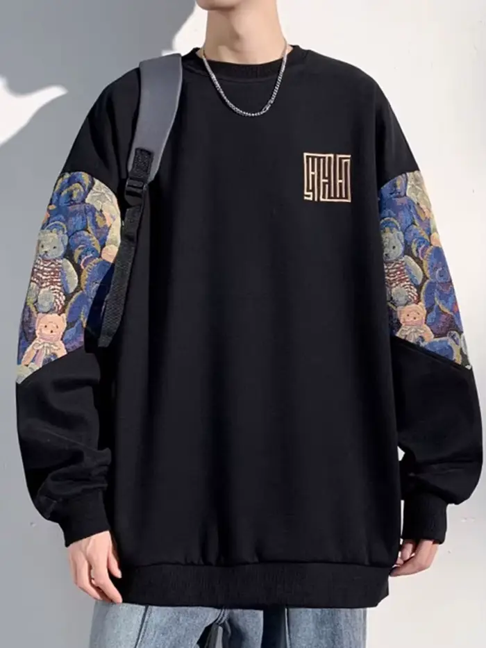 Pulls à imprimé graphique ours pour hommes, Streetwear vintage Y2K, Zones PVD, Survêtement Hip Hop, 