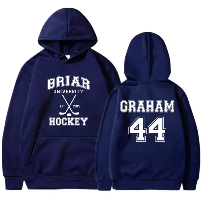 Briar University Graham 44 Hockey 2 Side Hoodies Off Campus Hockey Romance Hoodie Unisexe Sweat-shirt à capuche décontracté Cadeau pour les lecteurs