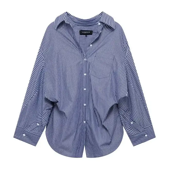 Chemise décontractée à rayures longues, Design ample à la mode, sens du printemps, Style de rue tran
