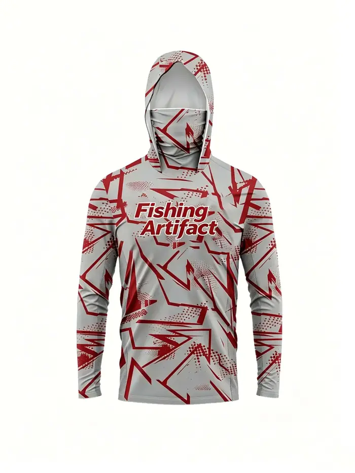 Chemise de pêche à capuche pour hommes avec masque facial