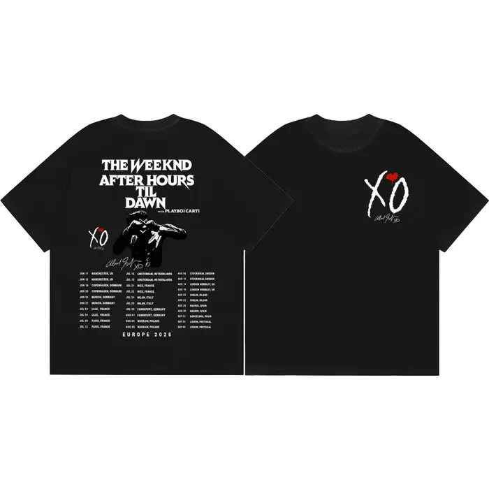 T-shirt graphique The Weeknd After Hours Til Dawn Tour 2026, t-shirt à manches courtes vintage hip h
