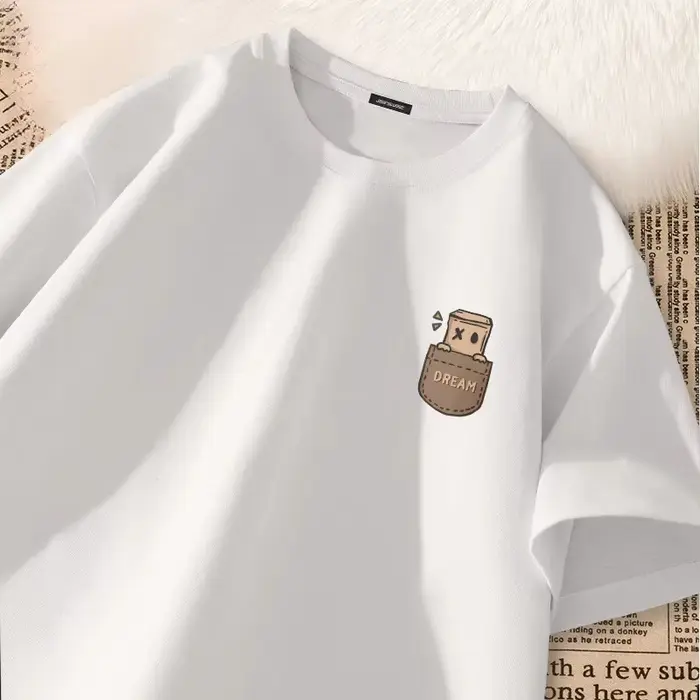 T-shirt à manches courtes imprimé style vintage américain pour homme