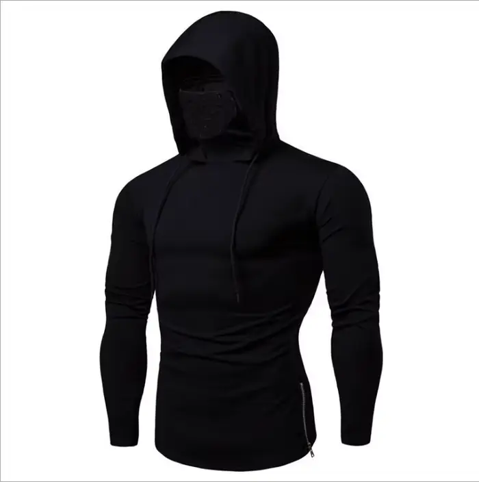 2025 Hommes Cagoule Sweat à capuche zippé Hiver Chaud Sweat-shirt décontracté avec masque facial à c