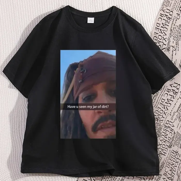 Drôle capitaine Jack Sparrow t-shirt hommes coton à manches courtes graphique t-shirts humoristique 