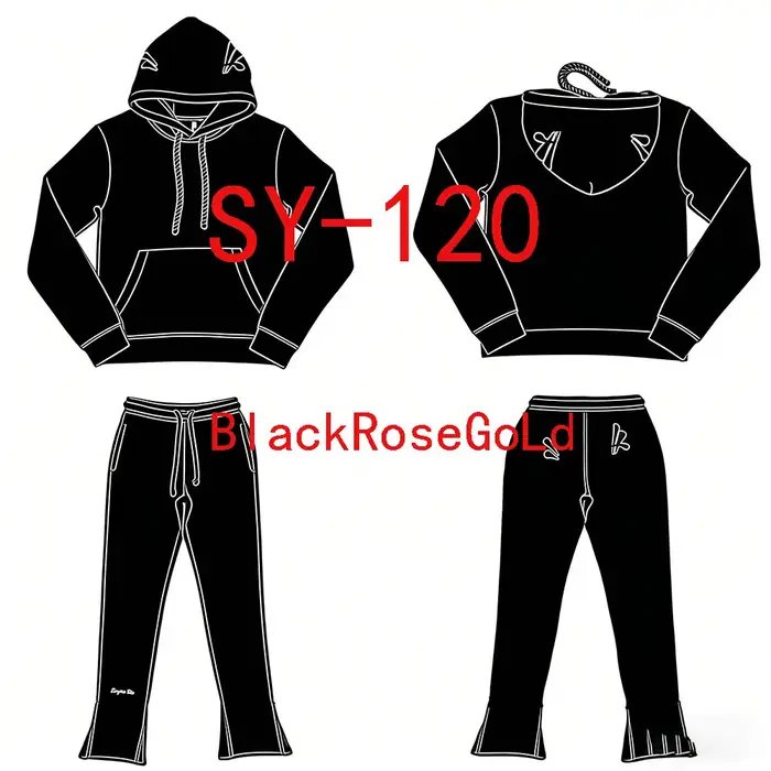 SY-120 Jogging Streetwear sweats à capuche pantalon ensemble survêtement hommes vêtements or Rose bo