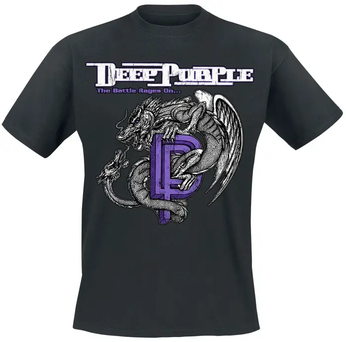 Deep Purple The Battle Rages on Dragon DP T-shirt en coton imprimé avec logo Heavy Metal Streetwear 