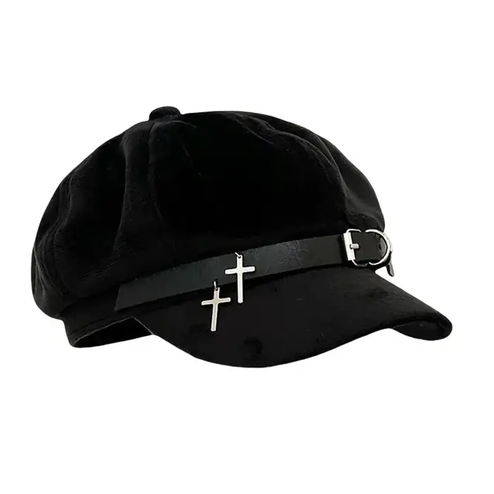 Harajuku bérets casquettes gothique Lolita chapeau femmes hommes Punk Biker Style béret casquette en
