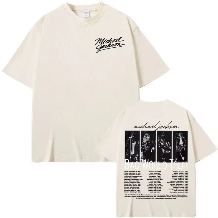 T-shirt King of Pop Michael Jackson Bad World Tour pour hommes et femmes, t-shirts décontractés en c