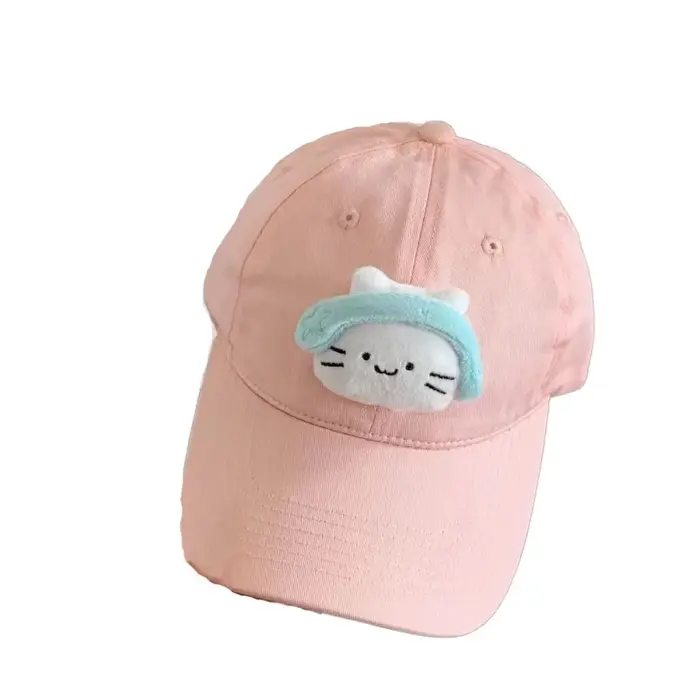 Casquette de baseball décontractée style coréen, couleur unie, avec motif chat anime et écouteurs, c