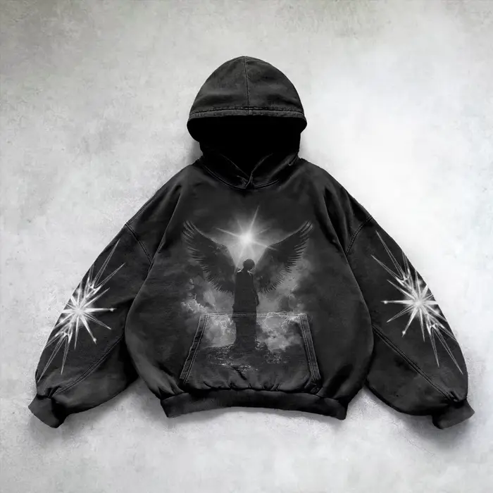 Sweat-shirt à capuche oversize Harajuku Y2K motif ange pour femme, streetwear gothique, survêtement 
