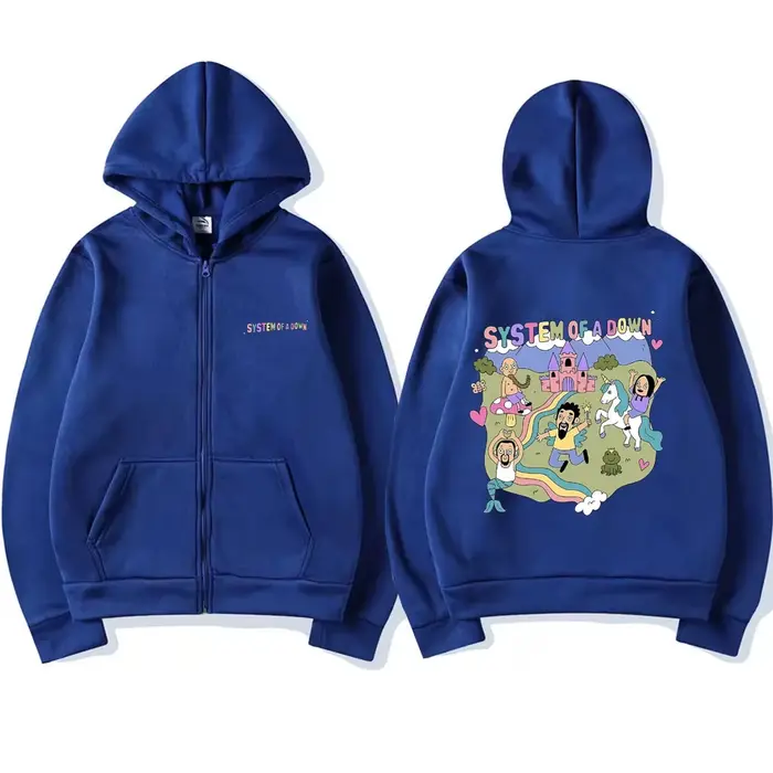 Système d'un sweat à capuche avec fermeture éclair pour homme et femme