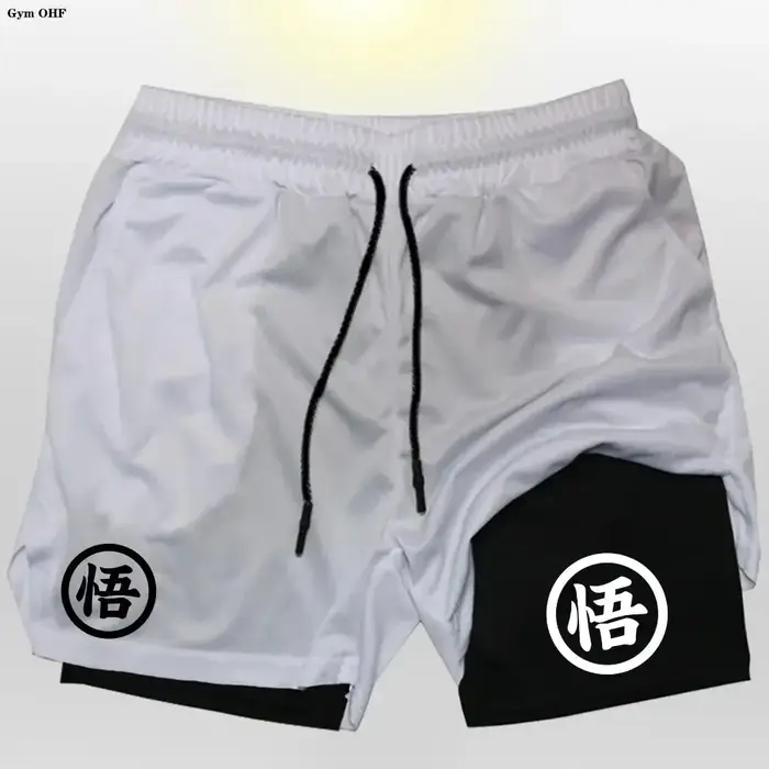 Goku Anime short de course hommes Fitness gymnastique entraînement 2 en 1 short de sport séchage rap