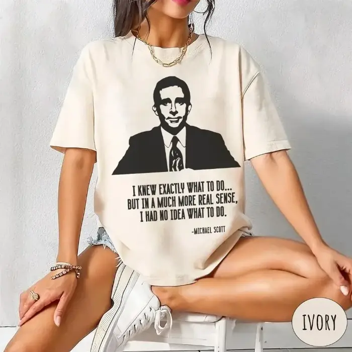 T-shirt avec citation de Michael Scott : The Office TV Show Tee, t-shirt d'été unisexe en coton ampl