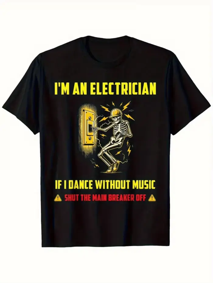 T-shirt graphique d'électricien pour hommes, en coton, unisexe, décontracté, col rond, manches court