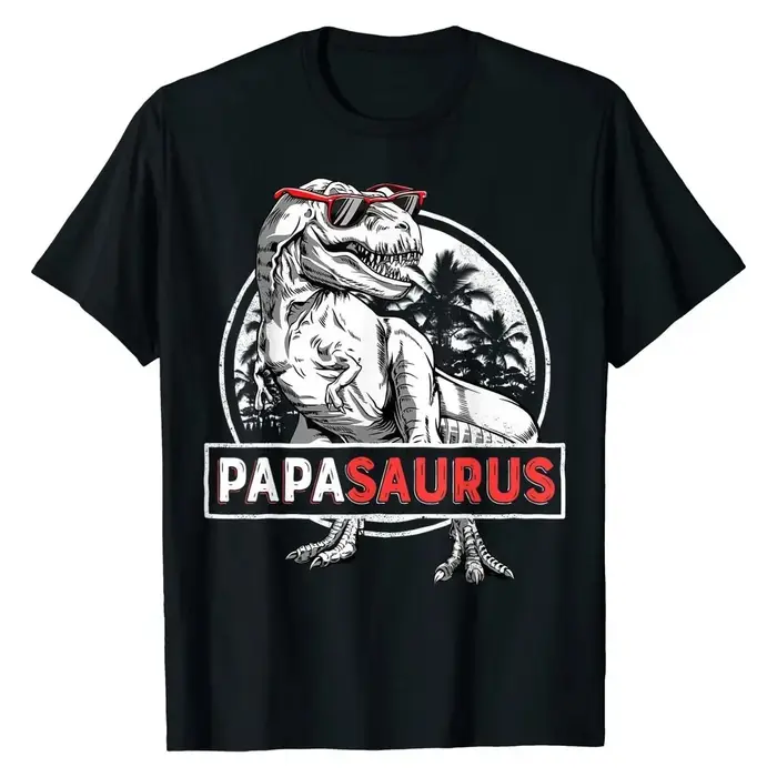Nouveau T-shirt PAPASAURUS 2026 – T-Rex Papa Saurus Dinosaure pour Homme – Coton Classique – Hauts p