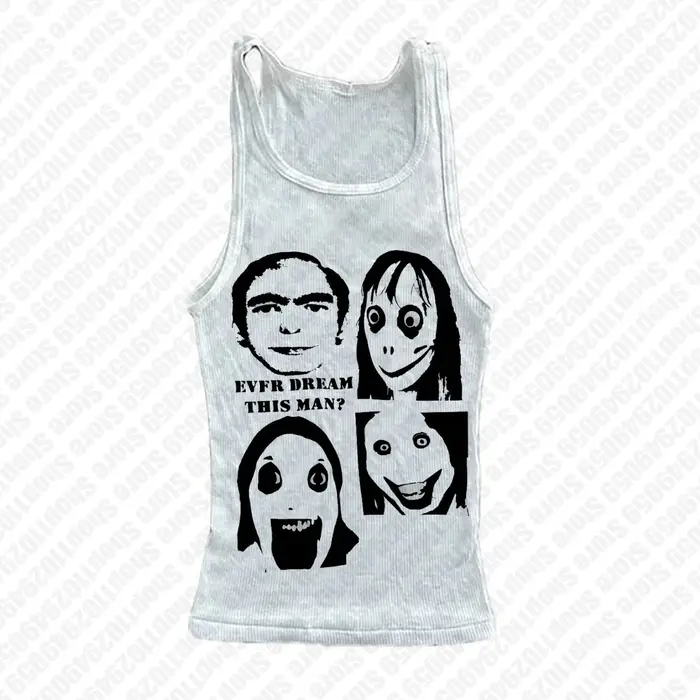 T-shirt court Y2K à imprimé gothique, style streetwear Harajuku, blanc, à bretelles, pour femme, man