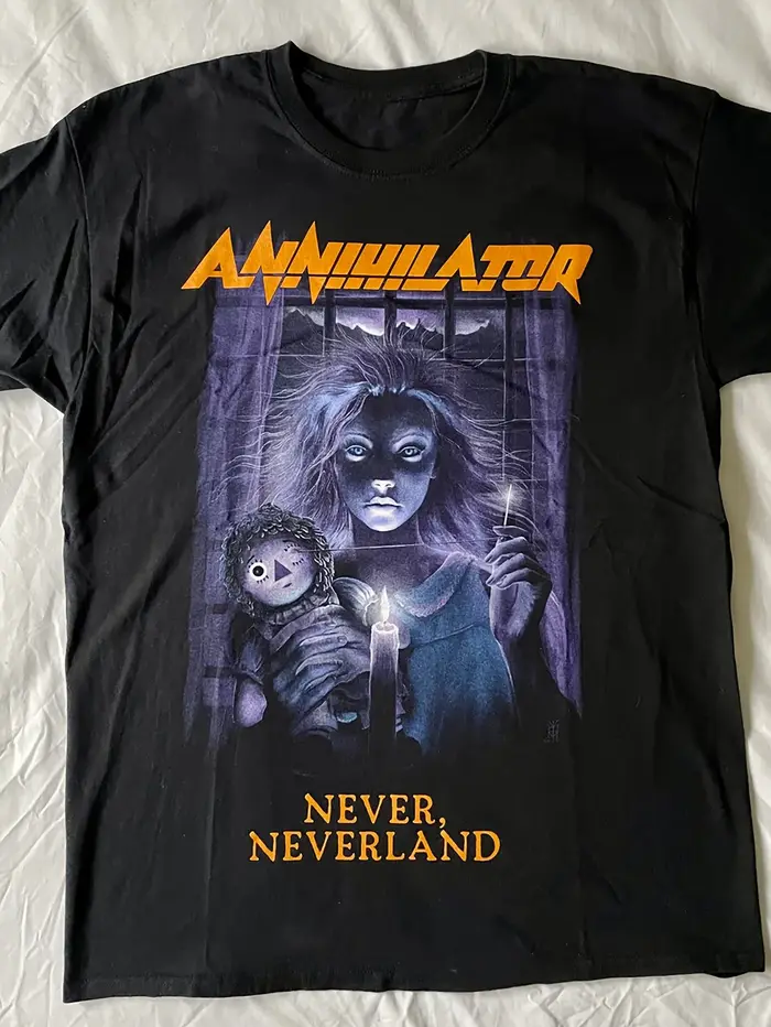 T-shirt pour homme Annihilator Band Never Neverland Horror Album Art - T-shirt de concert Heavy Meta