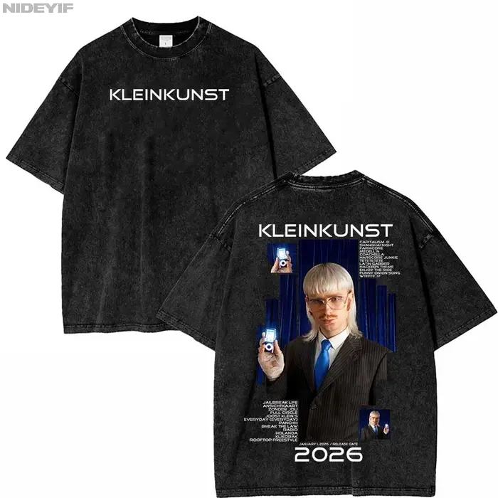 Kleinkunst Album 2026 t-shirt surdimensionné pour hommes femmes lavé Vintage 100% coton Hiphop Stree