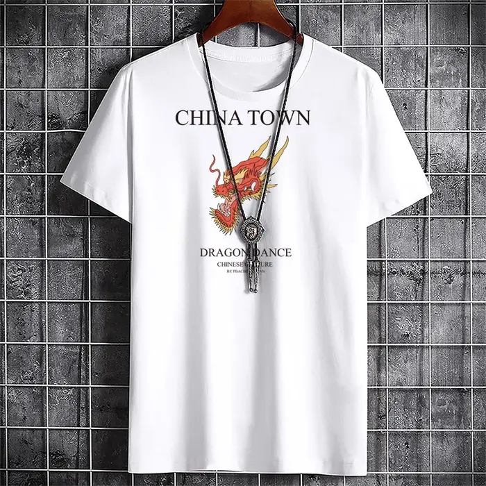 T-shirt graphique imprimé Dragon pour hommes